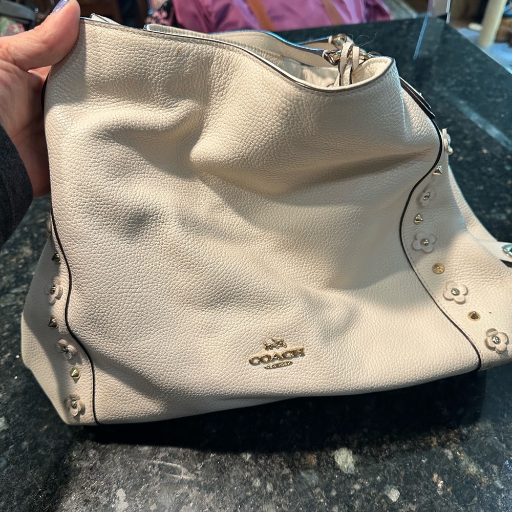Coach Off-White Leather Hobo Bag